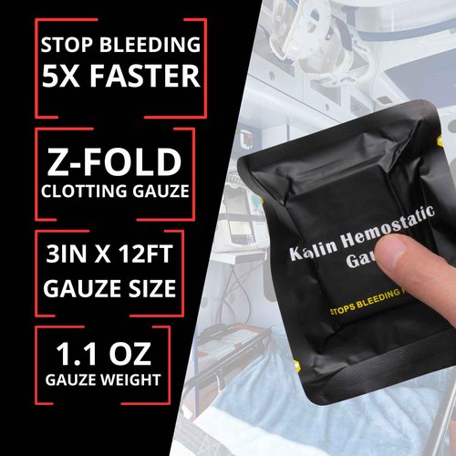 First Aid Advanced Quick Clotting Combat - Flexible Hemostatic - Stop The Bleed kit Faster Wound Packing with Quick Clotting Medical - Survival Kit Supplies - 3" x 12.5' (CT-Gauze-5)