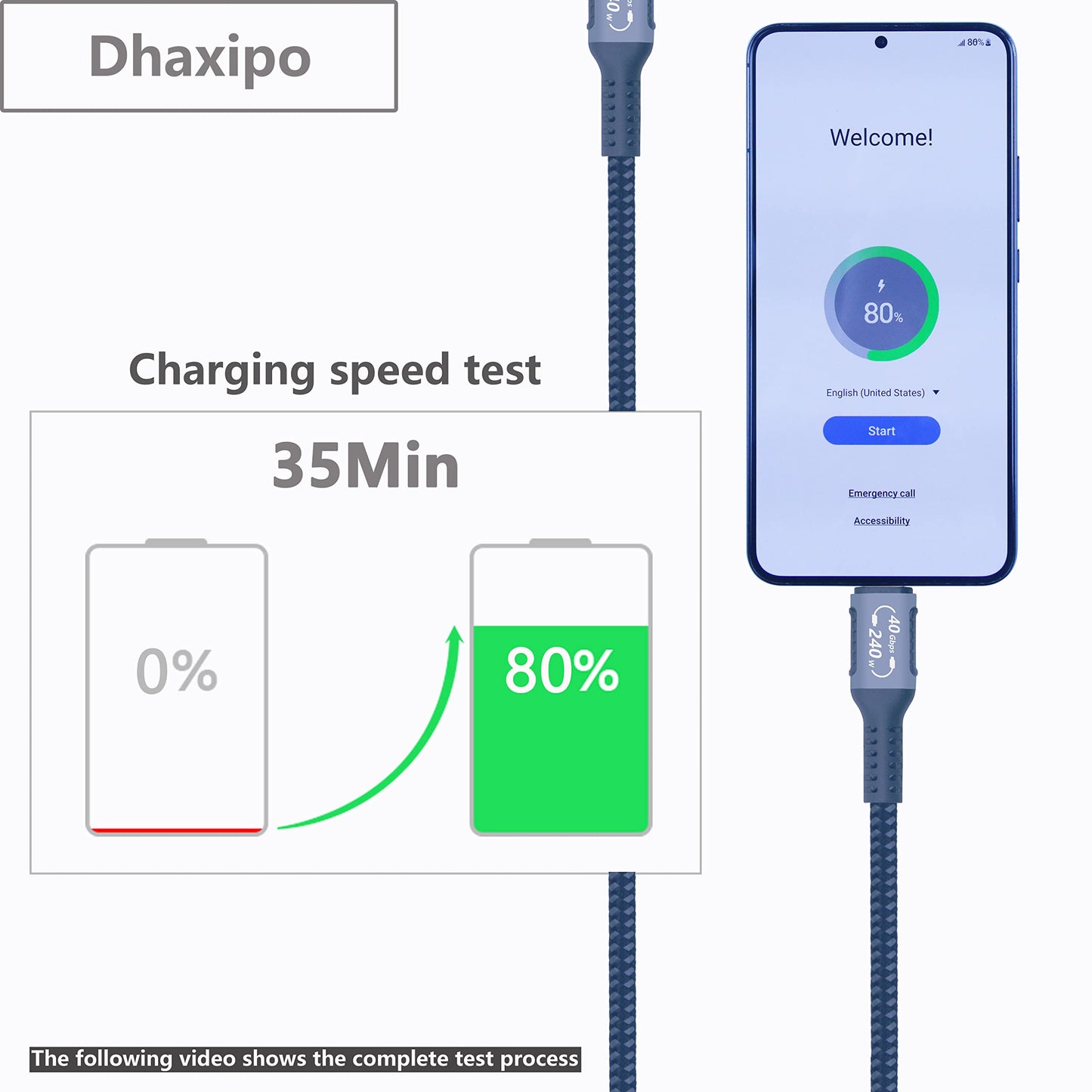 Usb 4 For Thunderbolt 4 Cable 0.3M/1Ft, 40 Gbps Data Transfer With 240W And 4K@144Hz 5K@ 60Hz Or 8K@30Hz,Compatible With Thunder