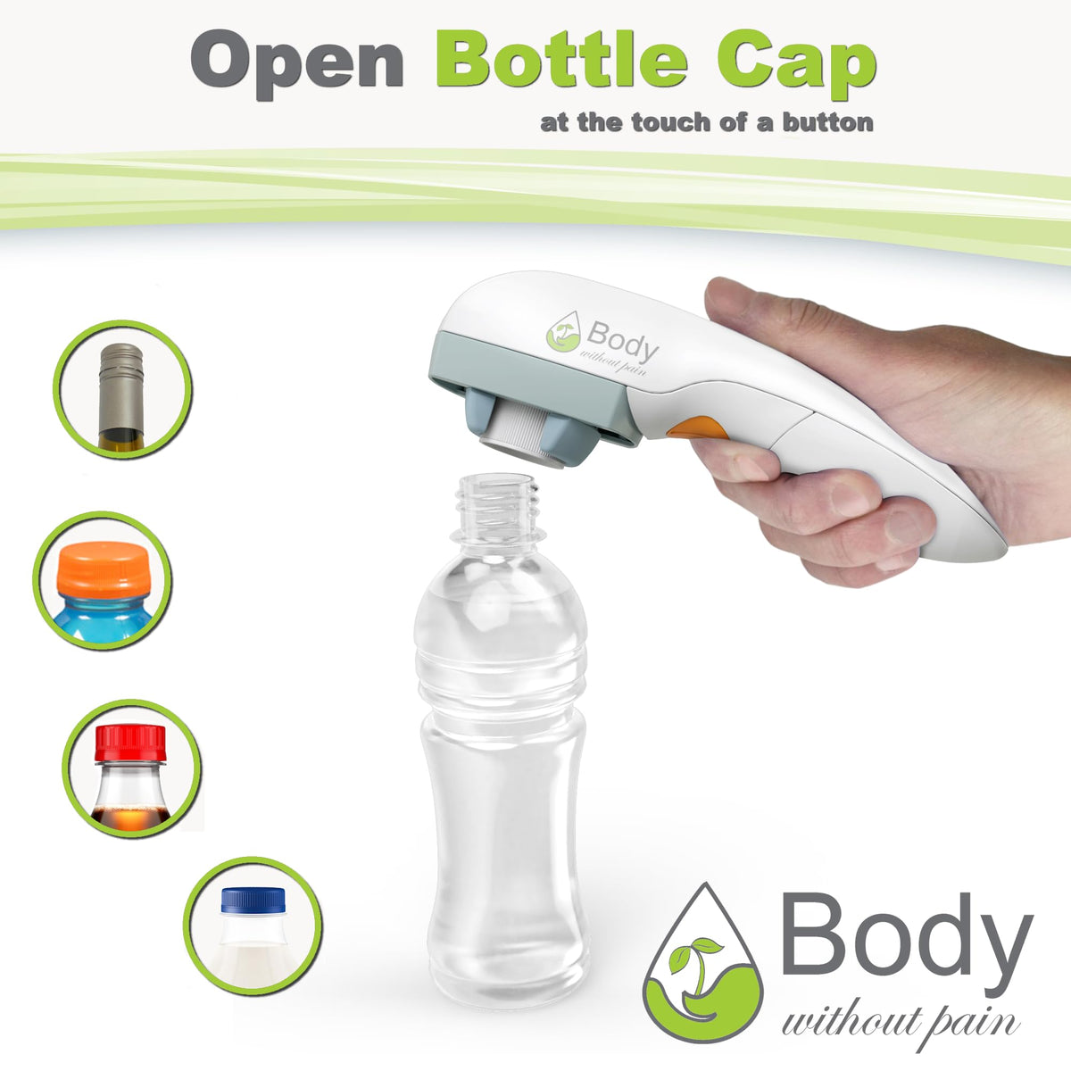 Electric Bottle Opener for Seniors - Automatic Solution for Easy Opening of Water Bottles. Ideal for Weak Hands or Those with Arthritis. Perfect for Soda, Milk, Juice. Battery Powered.