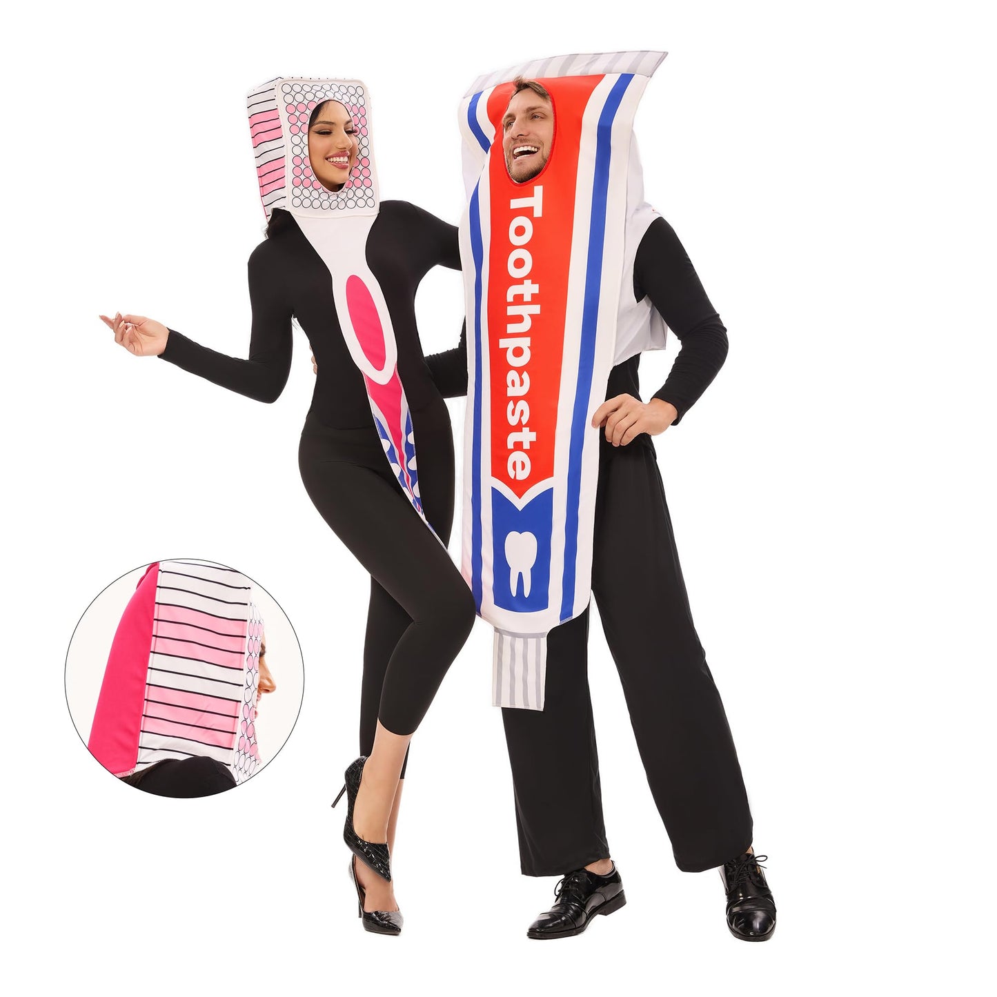 Funnlot 2PCS Couples Halloween Costumes for Adults Funny, Toothbrush and Toothpaste Couples Costumes Adult One Size