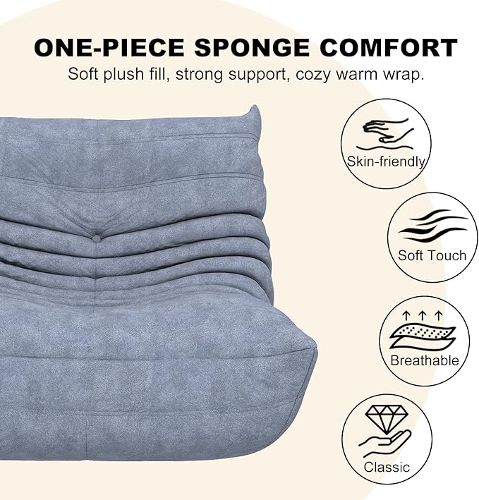 Snug Sofee Bean Bag Chairs for Adults, Bean Bag Sofa - Adult Size with Soft Waterproof Fabric for Living Room, Apartments, Reading Corner, Gaming, and Movie Venue (Gray)