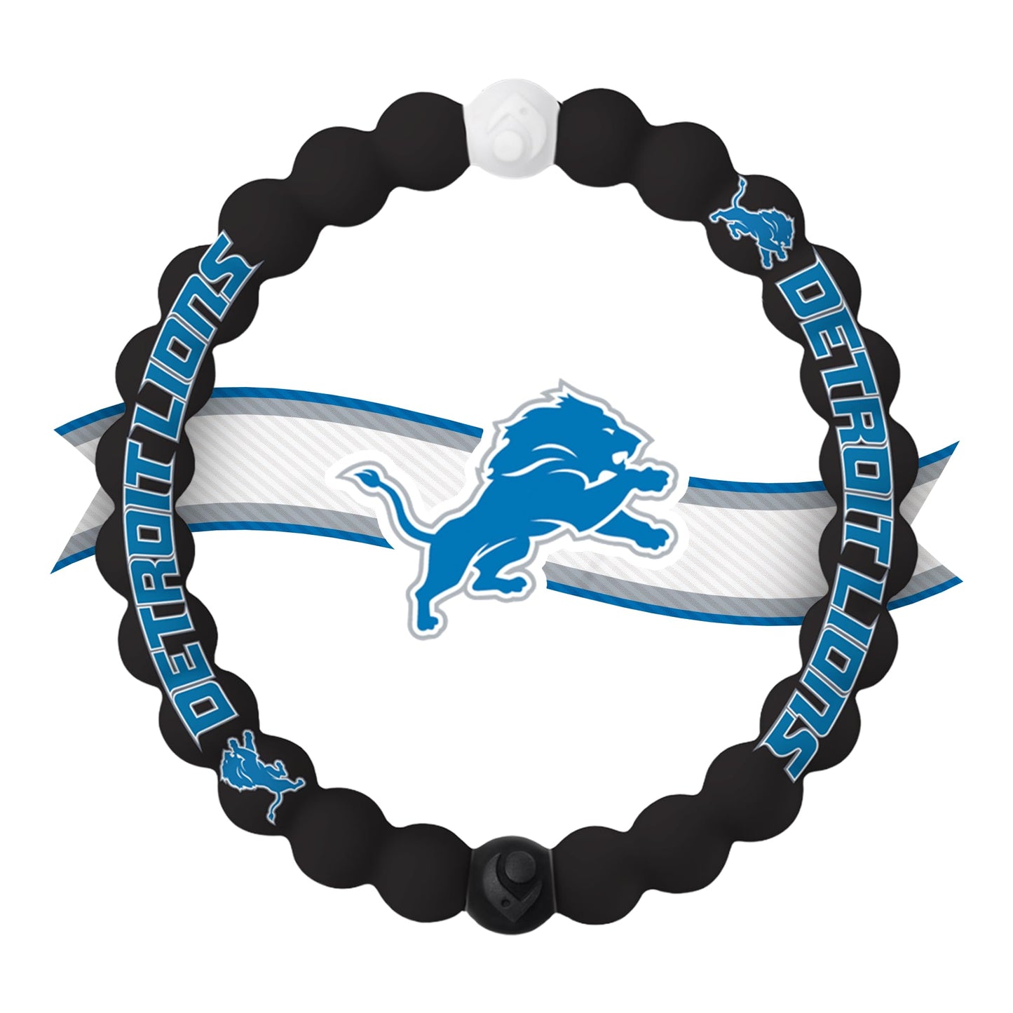 Lokai NFL Football Collection Silicone Beaded Bracelet, Detroit Lions Logo Black (Medium) - Beaded Bracelet for Women & Men, Sil
