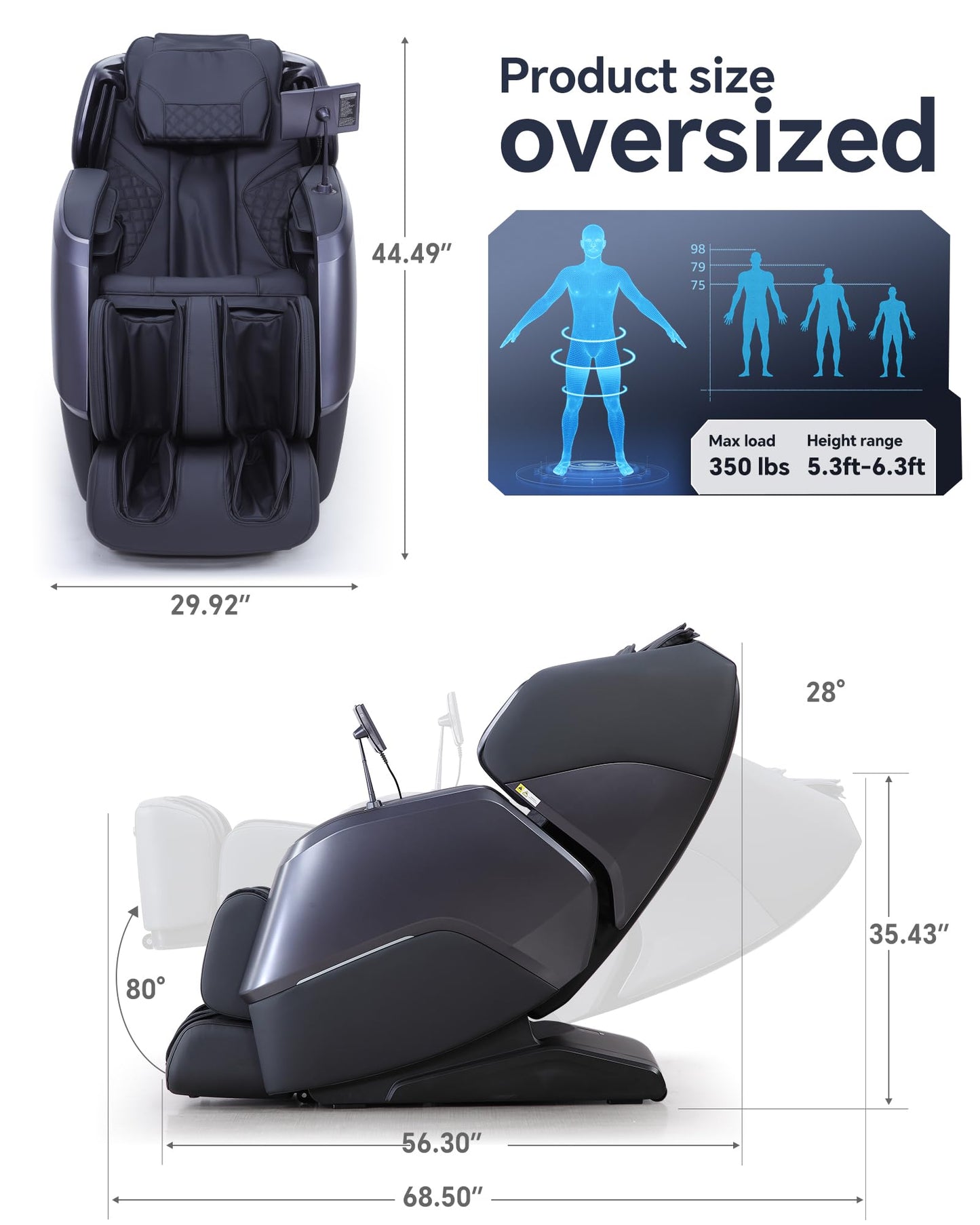 4D+3D Dual Mechanism Massage Chair Full Body, Zero Gravity Massage Chair Recliner with Segmented Dual SL Track, AI Fatigue Health Detection, 160° Flat Stretch, 8" HD Touchscreen & Voice Control, Black