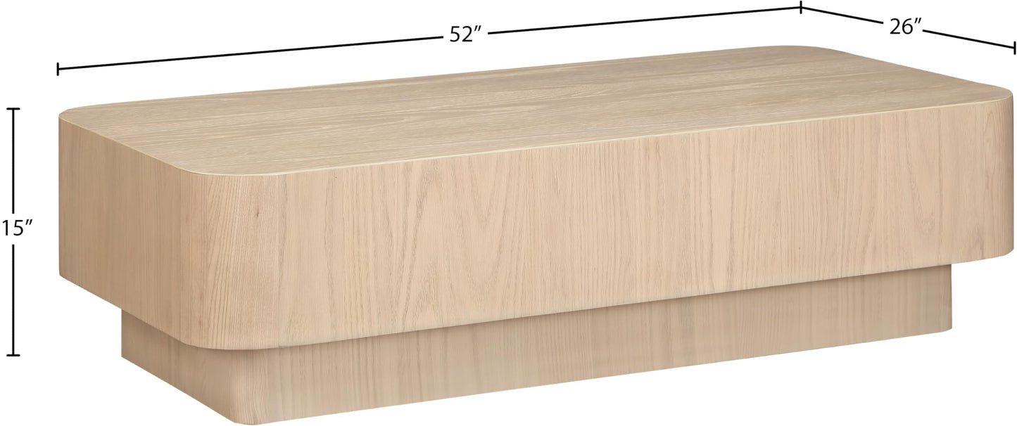 Meridian Furniture 99039Natural-C Oakmont Collection Art Deco Coffee Table with Rich Natural Finish, Oak Veneer, 52" W x 26" D x 15" H, Natural