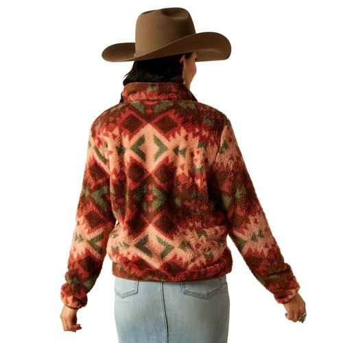 ARIAT Women's Berber Snap Front Sweatshirt, Plainsview Print, 1X