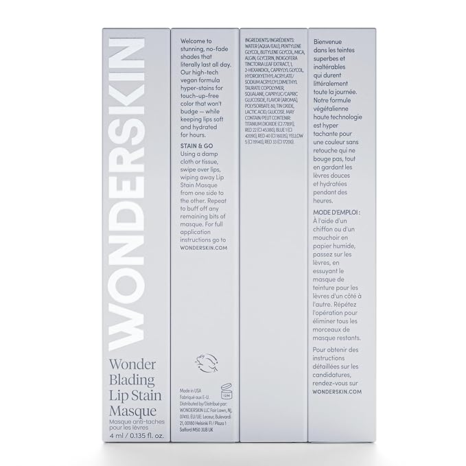 Wonderskin Wonder Blading Lip Stain Peel Off Masque, 2 Pack - Long Lasting, Waterproof and Transfer Proof Matte Nude Lip Tint Stain (Bella Masque)