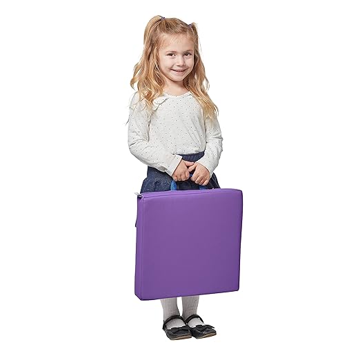 ECR4Kids SoftZone Floor Cushions, Square, Flexible Seating, Purple, 6-Piece
