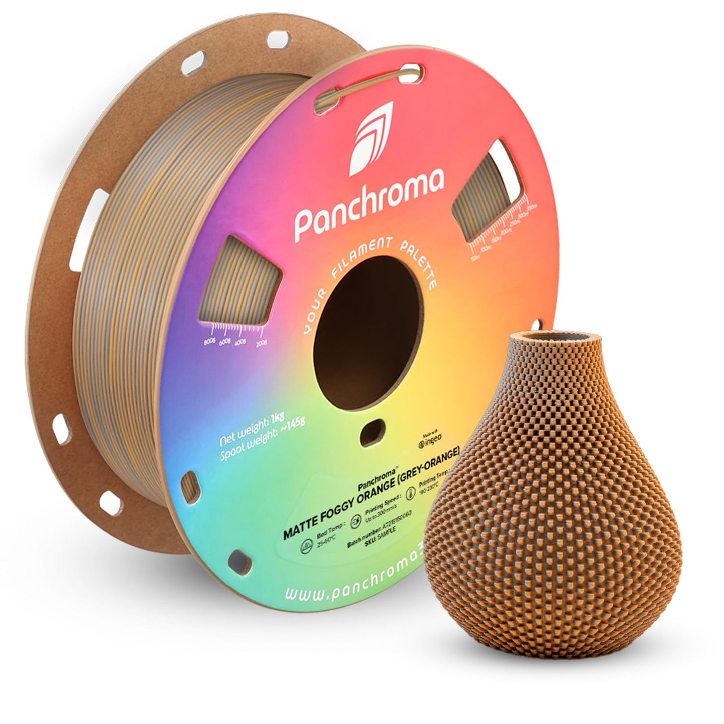 Polymaker Panchroma Dual Color Matte PLA Filament, Matte Foggy Orange (Grey-Orange) 1.75mm 3D Printing Filament, 3D Printer PLA