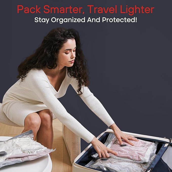 9 Pack Travel Vacuum Storage Bags with Hand Pump,Carry-on Size Compression Packing Bags