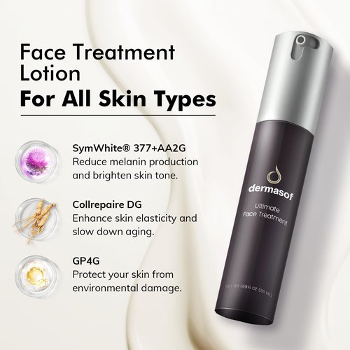 Dermasof Face Moisturizing Lotion with Active Peptides & Vitamin C, Anti-Aging Antioxidant Advanced Formula, Smooth Wrinkles, Firming, Brightening, Soothes Redness, Repair, Hydrate Skin, 1.69 Fl Oz