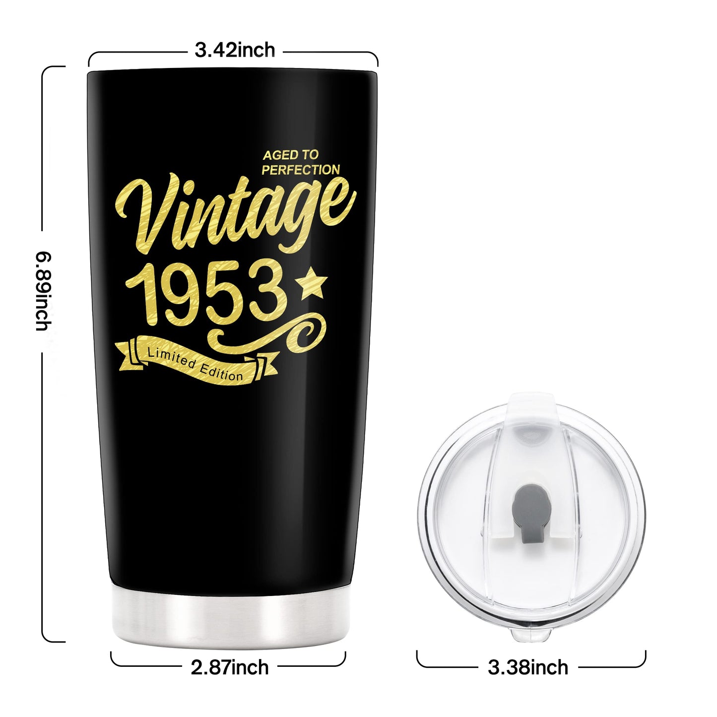 KERAOO Happy 72th Birthday Tumblers Gifts for Men Women, Back in 1953 Stainless Steel Tumblers Gifts, 1953 72 Years Old Birthday Gift For Wife Husband Mom Dad