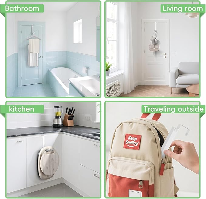 Over The Door Hooks, Extended Over The Door Clothes Hanger with 10 Ridges,Space-Saving Over The Door Rack,Door Hooks for Hanging Clothes,Larger Capacity Over The Door Hanger (1, White)
