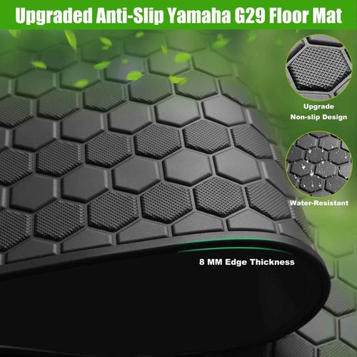 Yamaha Drive G29 Golf Cart Full Coverage Floor Liner Mat, Only Fits Yamaha Drive (Gen1), G29, YDR, Adventurer (2007-2016), Upgraded Non-Slip, 8MM Thick Rubber Floor Mats, Black Trim