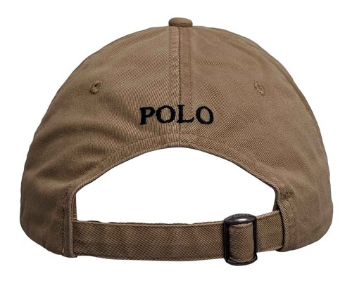 POLO RALPH LAUREN Mens Polo Sports Pony Logo Hat Cap (One Size, Khaki (Black Pony))