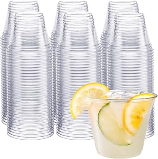 GUSTO [9 oz - 300 Count Clear Plastic Cups, Sturdy & BPA-Free Disposable Cups for Parties, Cocktails, Wine, Smoothies & Co...