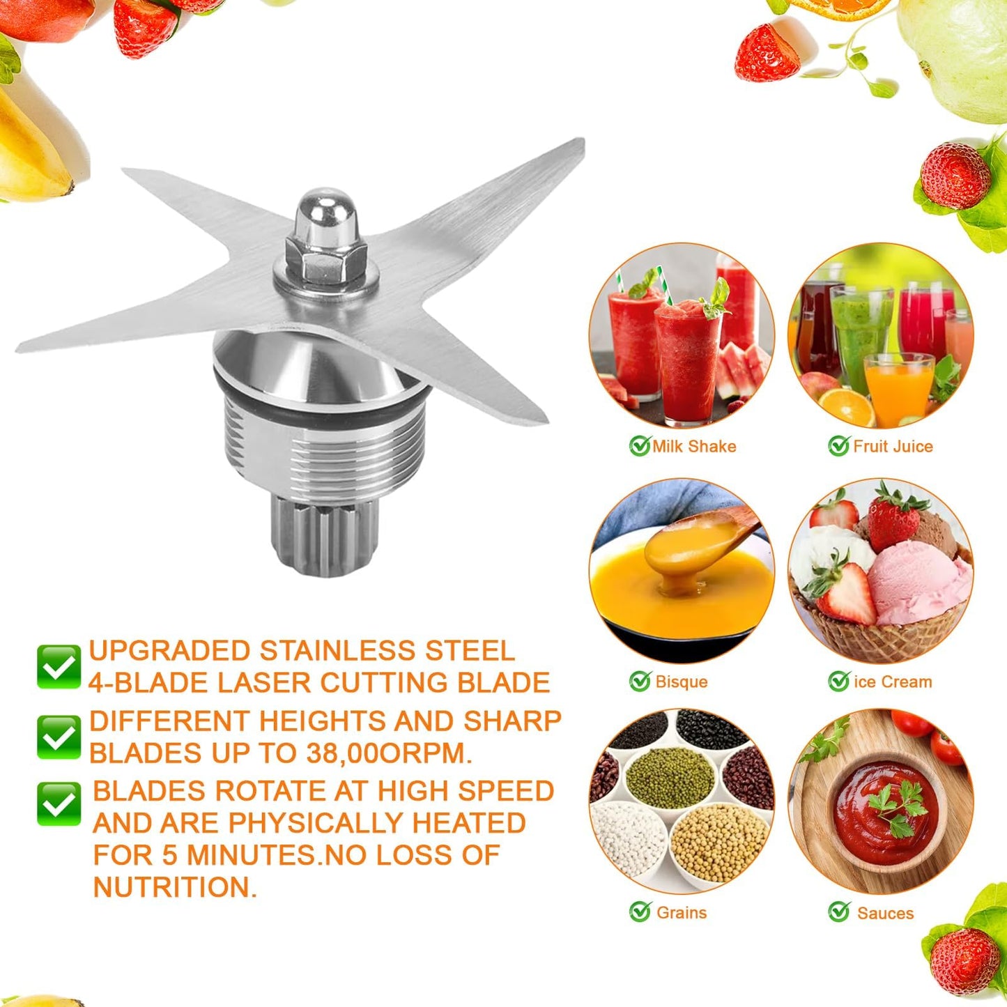 64oz Stainless Steel Container for Vitamix Blenders, Stainless Steel Blender Pitcher Compatible With Vitamix 5200 5000 6300 Vm0103 Vm0197 E310 A2500 Explorian Commercial Ascent etc Series