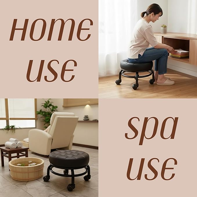 A&A Rolling/Scoot Stool | Comfortable | Heavy-Duty/Sturdy | 360 Degree Rotating | Low to Ground Acubest (1)