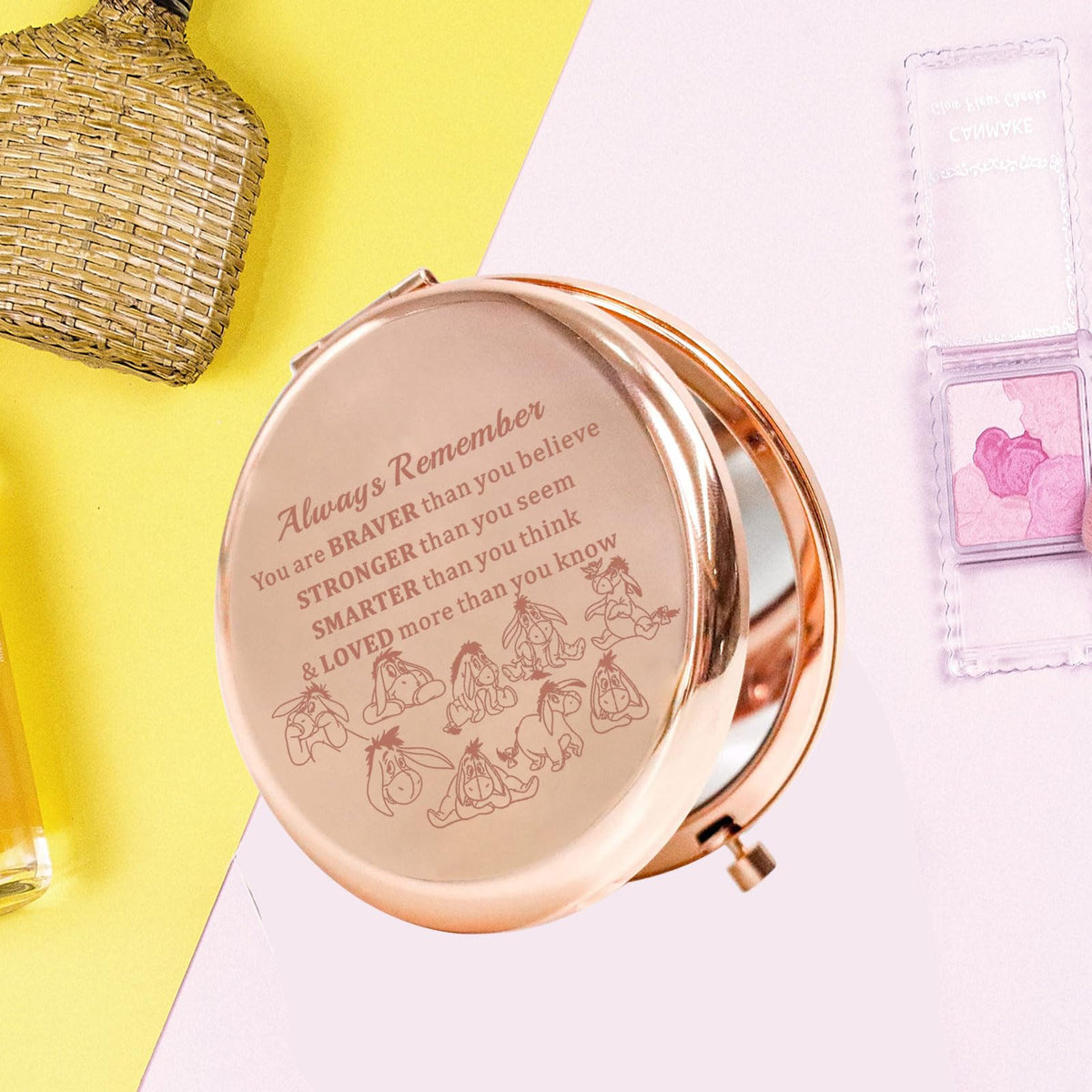 KEYCHIN Donkey Pocket Mirror Donkey Fans Gift You are Braver Stronger Smarter Than You Think Compact Mirror for Women Girls (Don