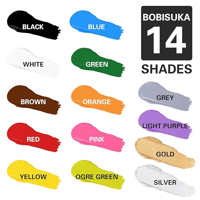 BOBISUKA Red Face Body Paint, Water Based Face Painting for Art Theater Halloween Party Cosplay Clown SFX Makeup for Women Adults, Non-Toxic Washable