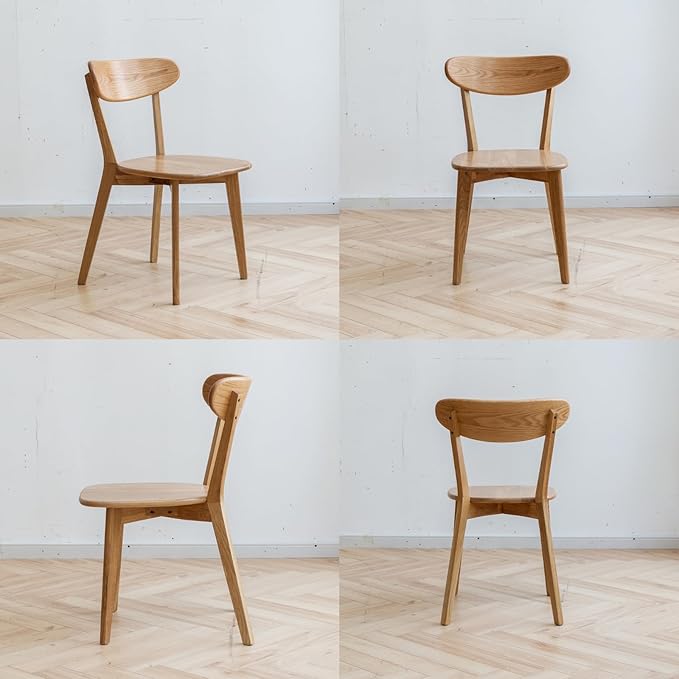 Hymus 100% Solid Oak Wood Dining Room Chairs - Practical Kitchen Chairs for Dining Room, Kitchen, Living Room (4, Natural)