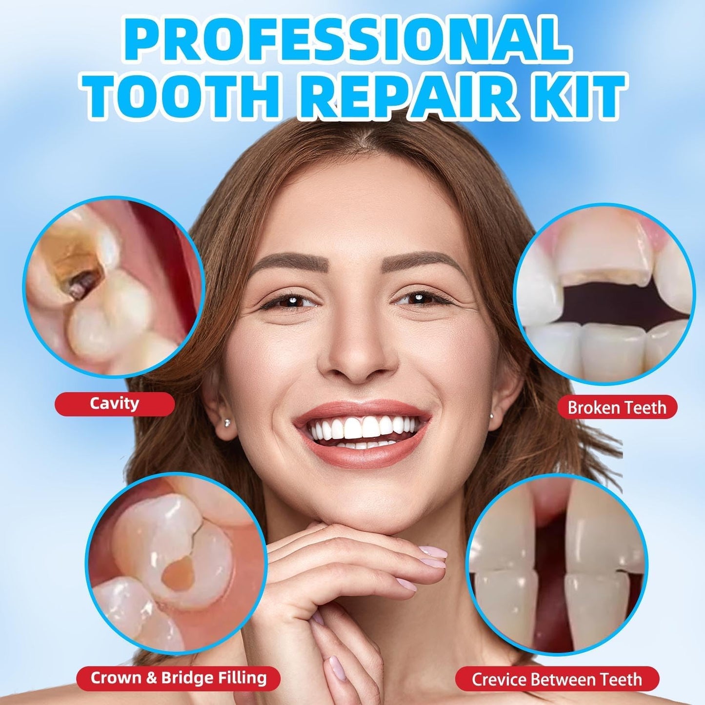 Dental Care Kit Zinc Oxide Eugenol Cement, Tooth Repair Kit for Crowns Filling, Temporary Teeth Fix for Confident Smile