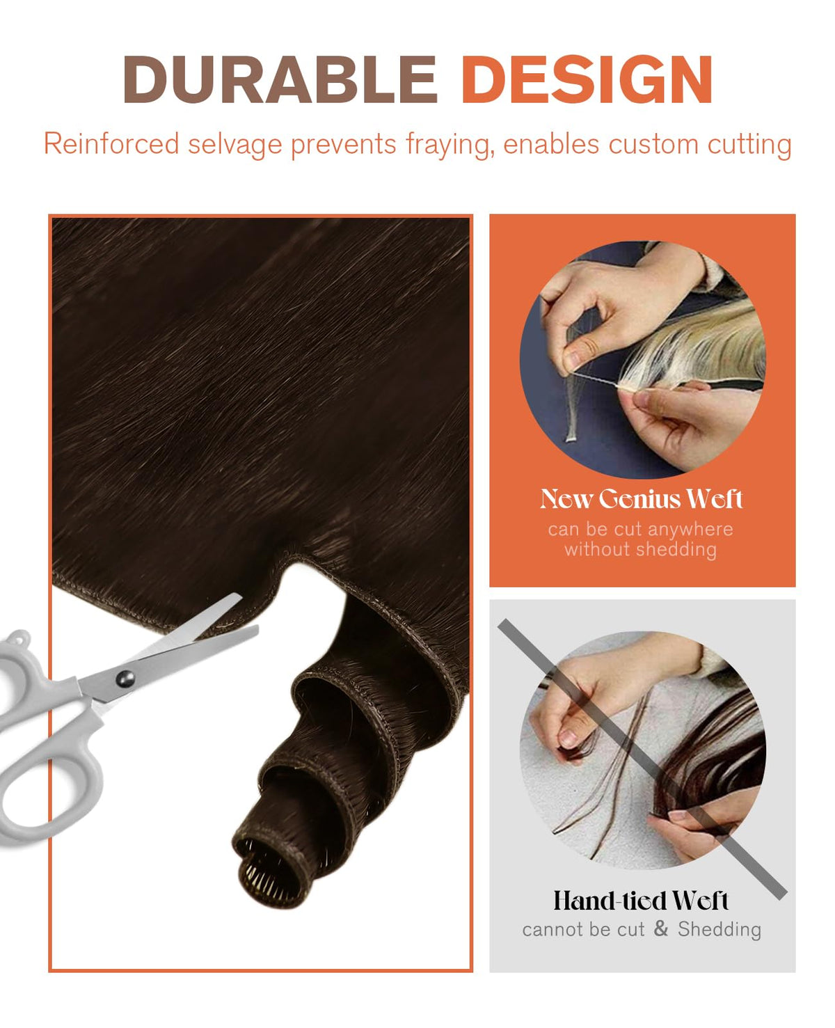 Sunny Hair Genius Weft Hair Extensions Human Hair Sew In Hair Extensions Real Human Hair Brown Invisible Weft Extensions Human H