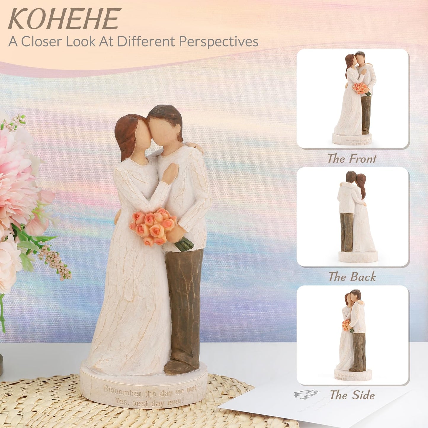 Kohehe Couple Gifts,Wedding Gift for Husband and Wife,Wedding Engagement Gift for Couple,6.7" Couple Figurines Gift for Birthday Valentines Day Christmas