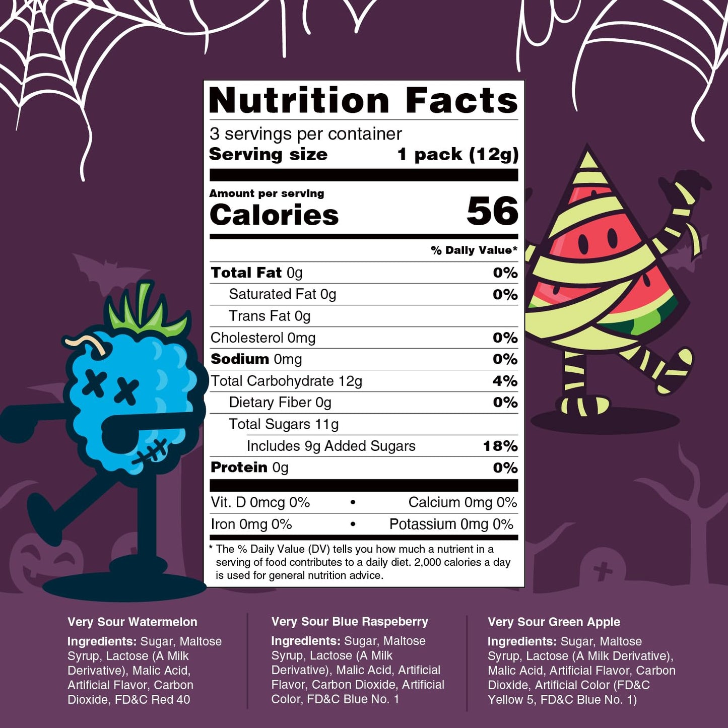 Sweet Dreams Popping Candy | Spooky Ghost Shaped Lollipop with Very Sour Dip Pouches, and Halloween Stickers | Trick or Treat Candies | Mix Pack, 3 Bags (3 pouches in each)- 9 Total Pouches