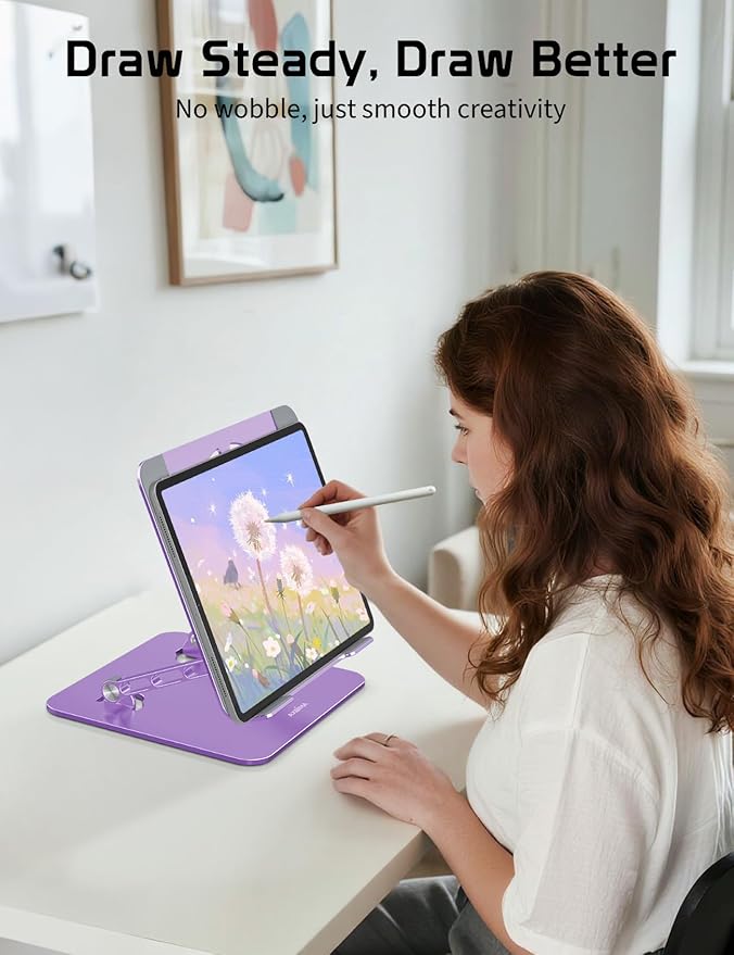 Axbima Aluminum Laptop Stand for Desk – Adjustable Ergonomic Laptop Riser, Foldable & Portable Holder Fit for MacBook & 10"-16" Laptops for Office, Home & Travel,Purple