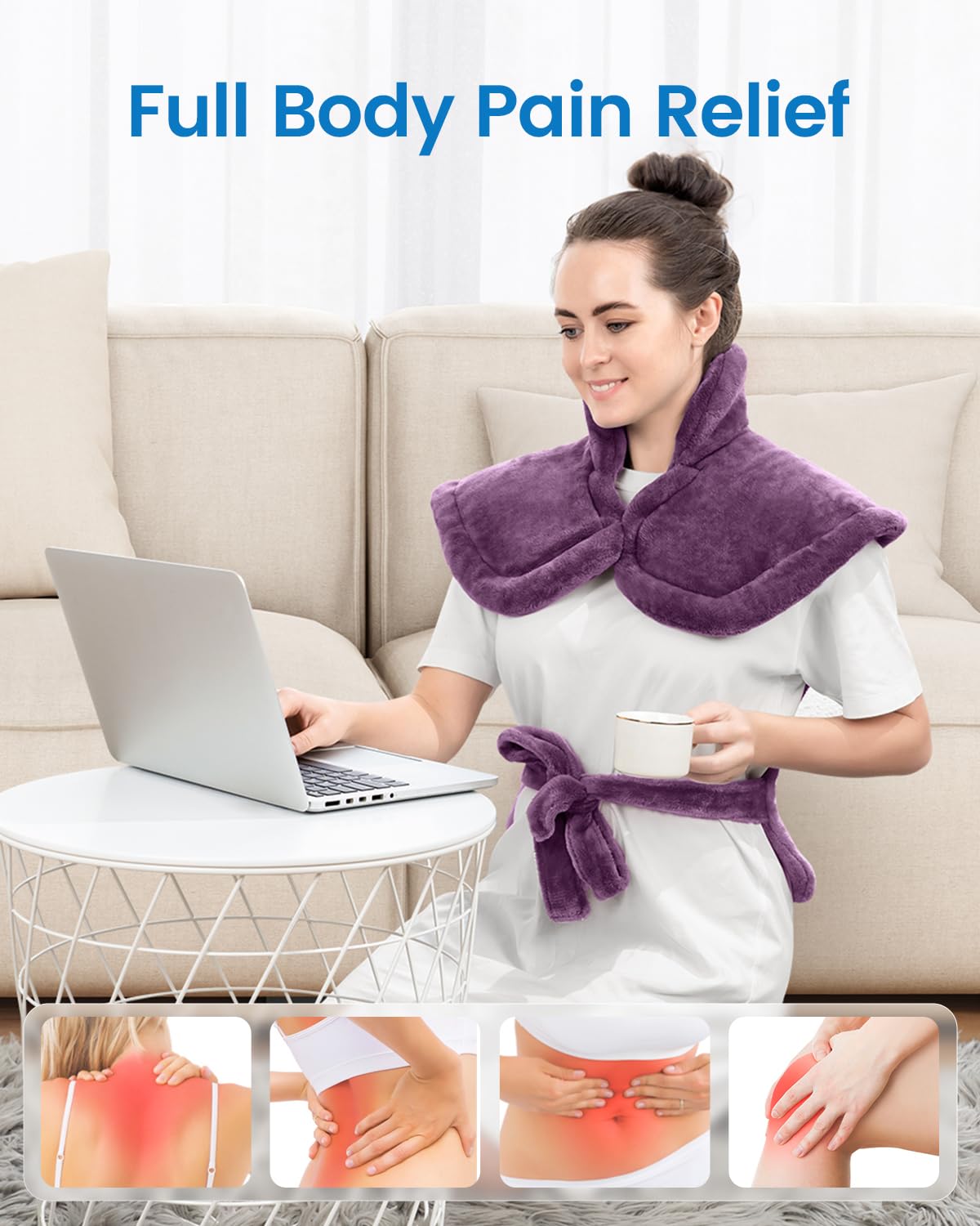 RENPHO Heating Pad for Neck and Shoulders and Back Pain Relief, FSA Eligible Items Only List, Birthday Gifts for Mom Wife Women, Electric Heat Pad, Fast Heating, ETL Certified, 24"x33", Purple