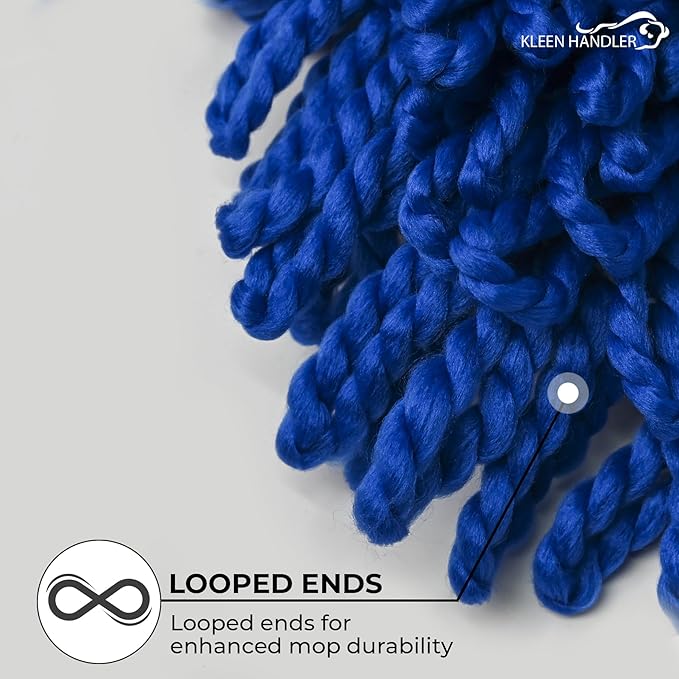 KLEEN HANDLER 24 Inch Microfiber Dust Mop, Medium Washable Commercial, Sweeper, Janitorial Head Replacement, Push Mop Broom, Blue