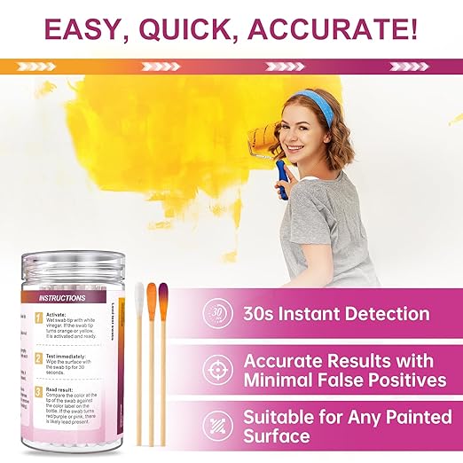 AAwipes Lead Test Kit 30 Swabs Enhanced Lead Testing Formulation at Home Lead Paint Test Kit Testing for Dishes Paint Cups Ceramics and All Surfaces - Quick Results in 30s Lead Detector (30)