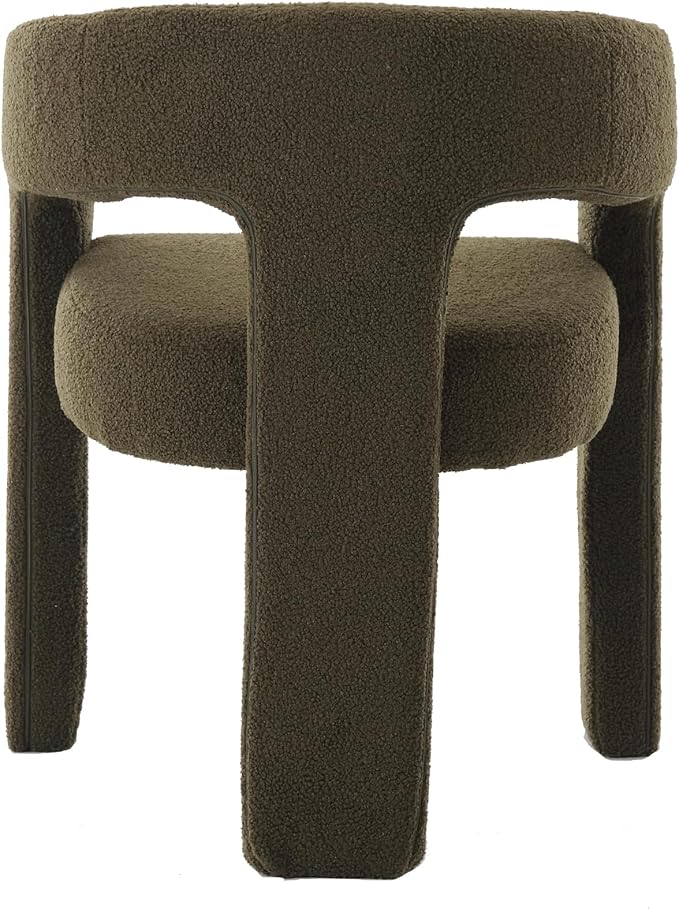 DAYALANE Modern Barrel Green Dining Chairs Set of 4, Upholstered Boucle Dining Room & Kitchen Chair with Curved Back, Comfy Accent Side Reading Armchair for Living Room Bedroom Home Office, Green