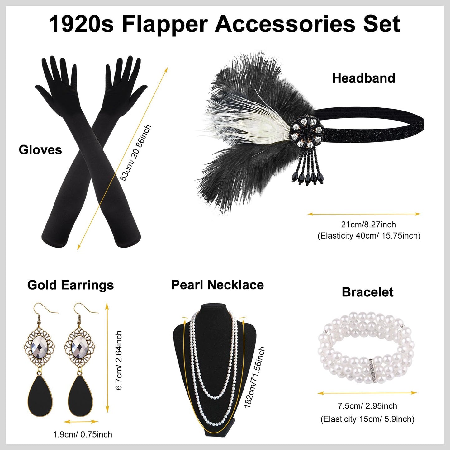PLULON 8 Pieces 1920s Flapper Accessories Great Gatsby Accessories for Women Roaring 20s Accessories Set for Women