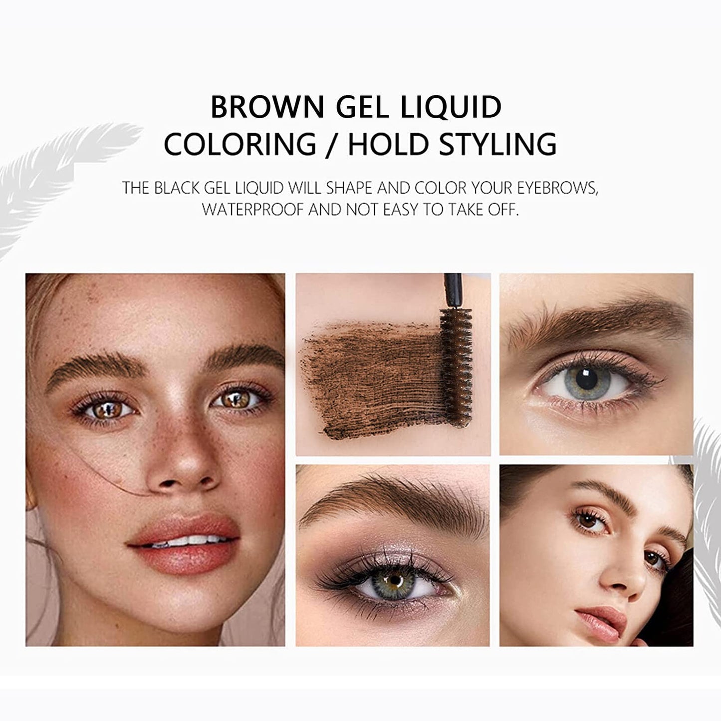 DAGEDA 2Pcs Dark Brown Brow Gel, Eyebrow Setting Gel, Waterproof and Sweat-Proof, Eyebrow Repair Liquid for Brows Styling 1.81oz