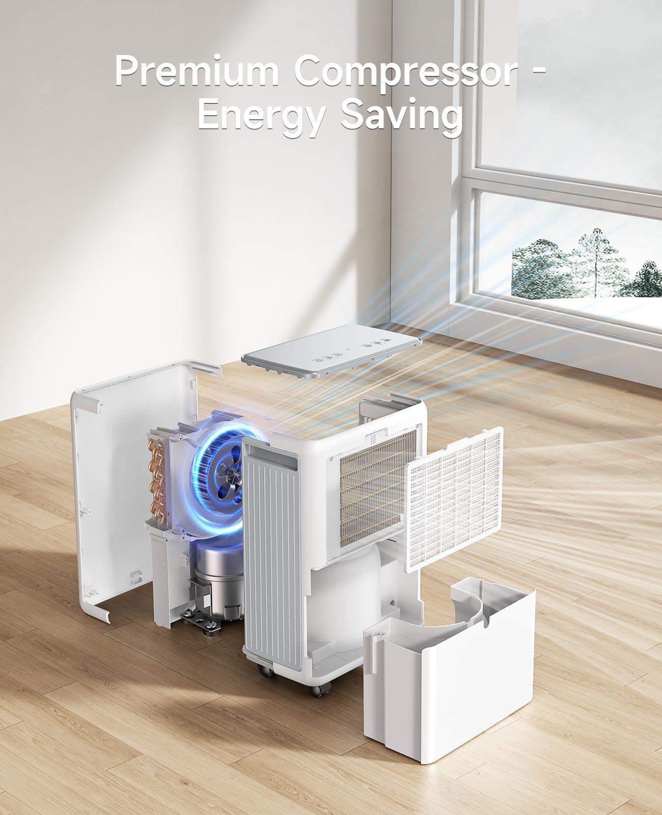 Dravonic 30 Pints Dehumidifier for Basement, 2000 Sq.Ft Dehumidifiers for Home with 3.3ft Continuous Drain Hose, 3 Modes Dehumidifier for Bathroom, Real-Time Humidity Display & Smart Control