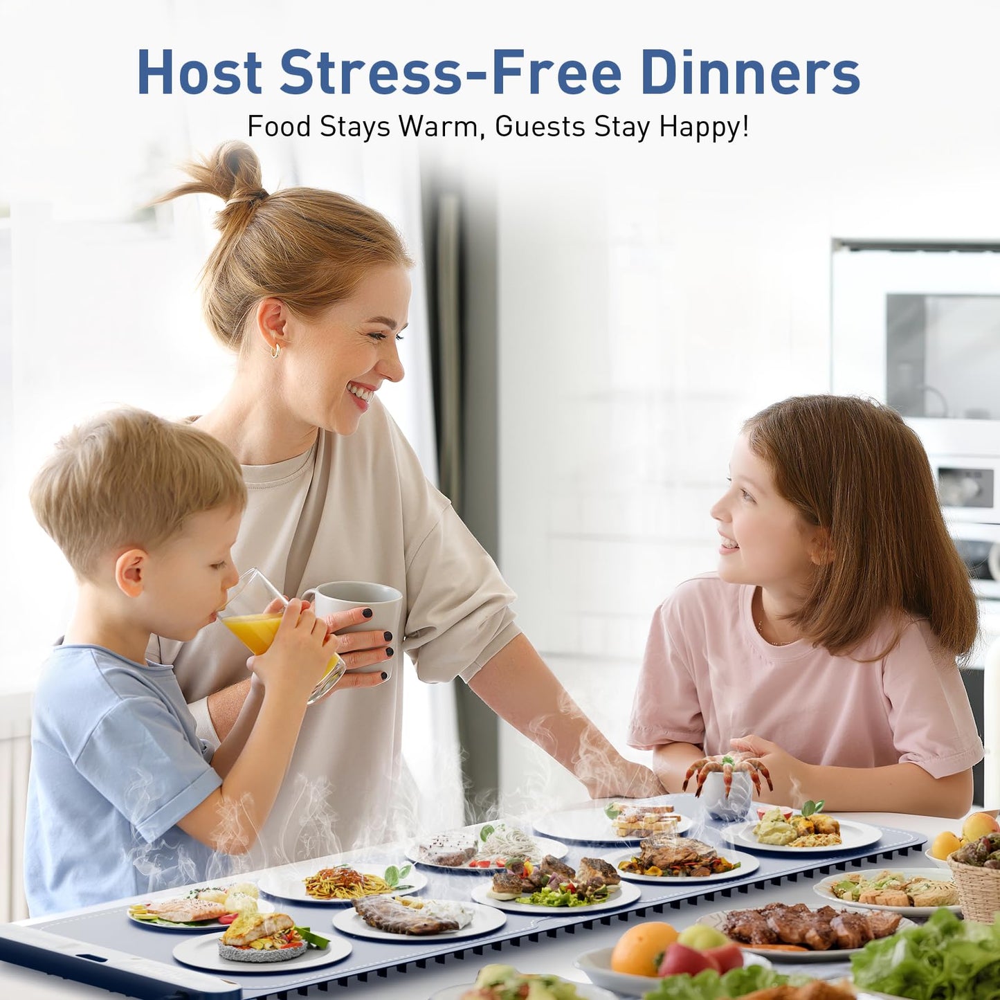 Extra Large Food Warming Mat 40"x16"- Fast Heating Silicone Electric Warming Tray with Raised Feet Protects Table, Roll Up Buffet Hot Plates Heat Pad, Portable Food Warmer for Parties Home Travel
