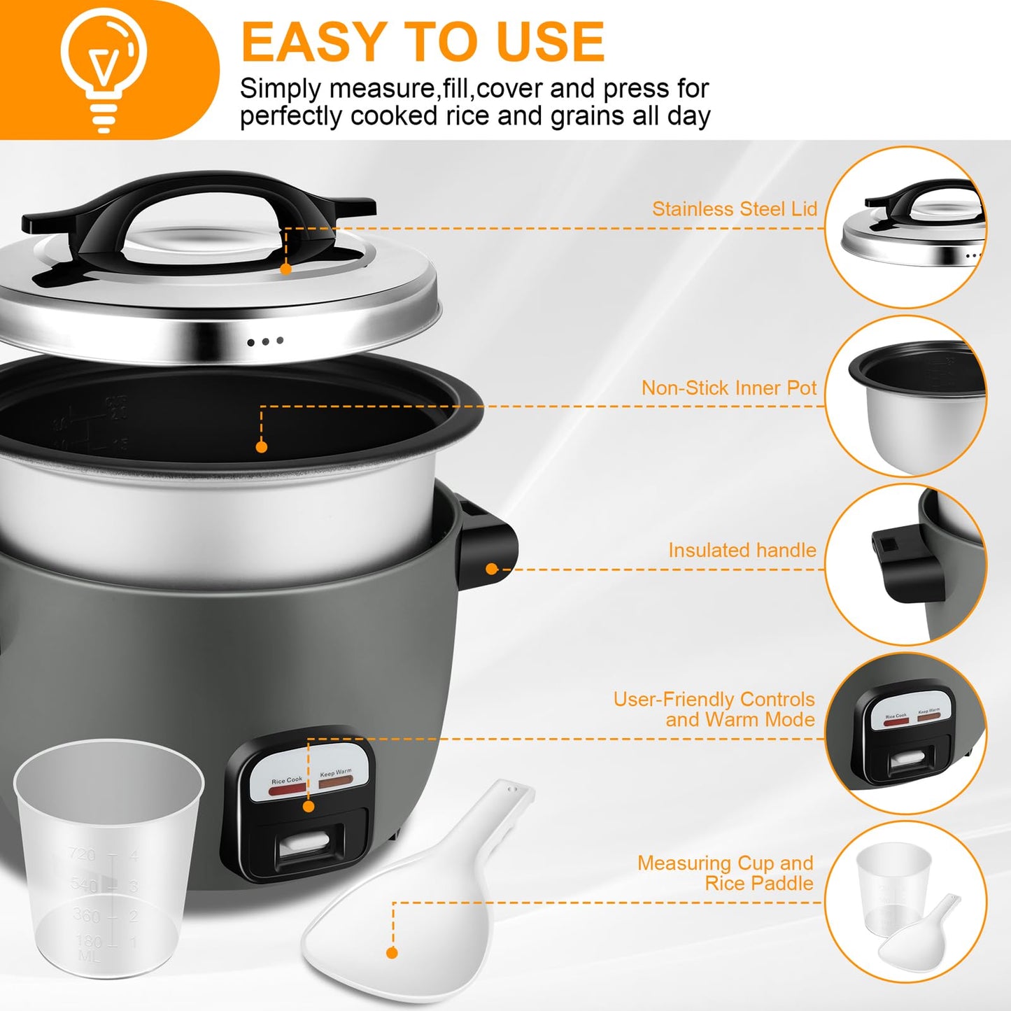Wutfly 40 Cups Commercial Rice Cooker/Warmer (40-Cup)