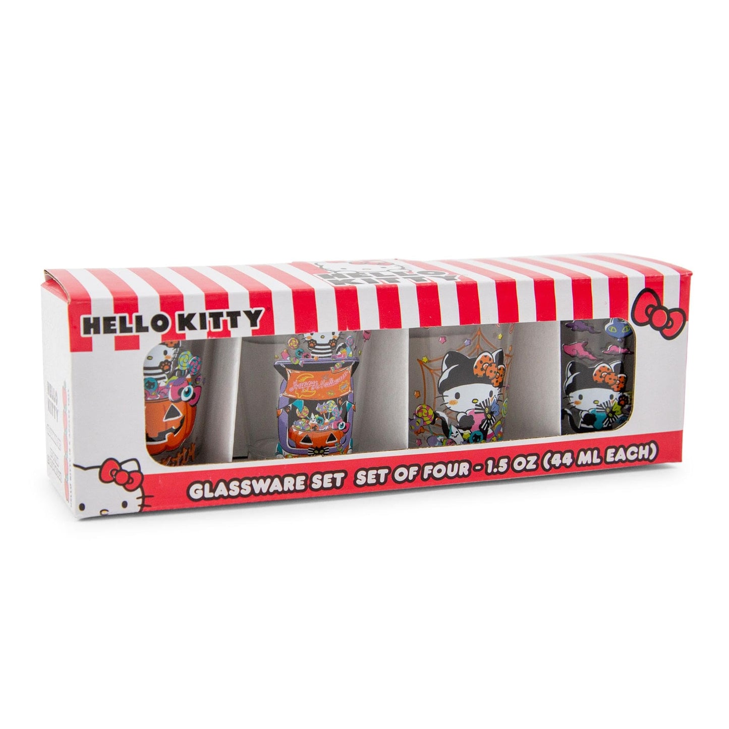 Sanrio Hello Kitty Halloween 2-Ounce Mini Whiskey Shot Glasses, Set of 4 | Home Bar Drinkware