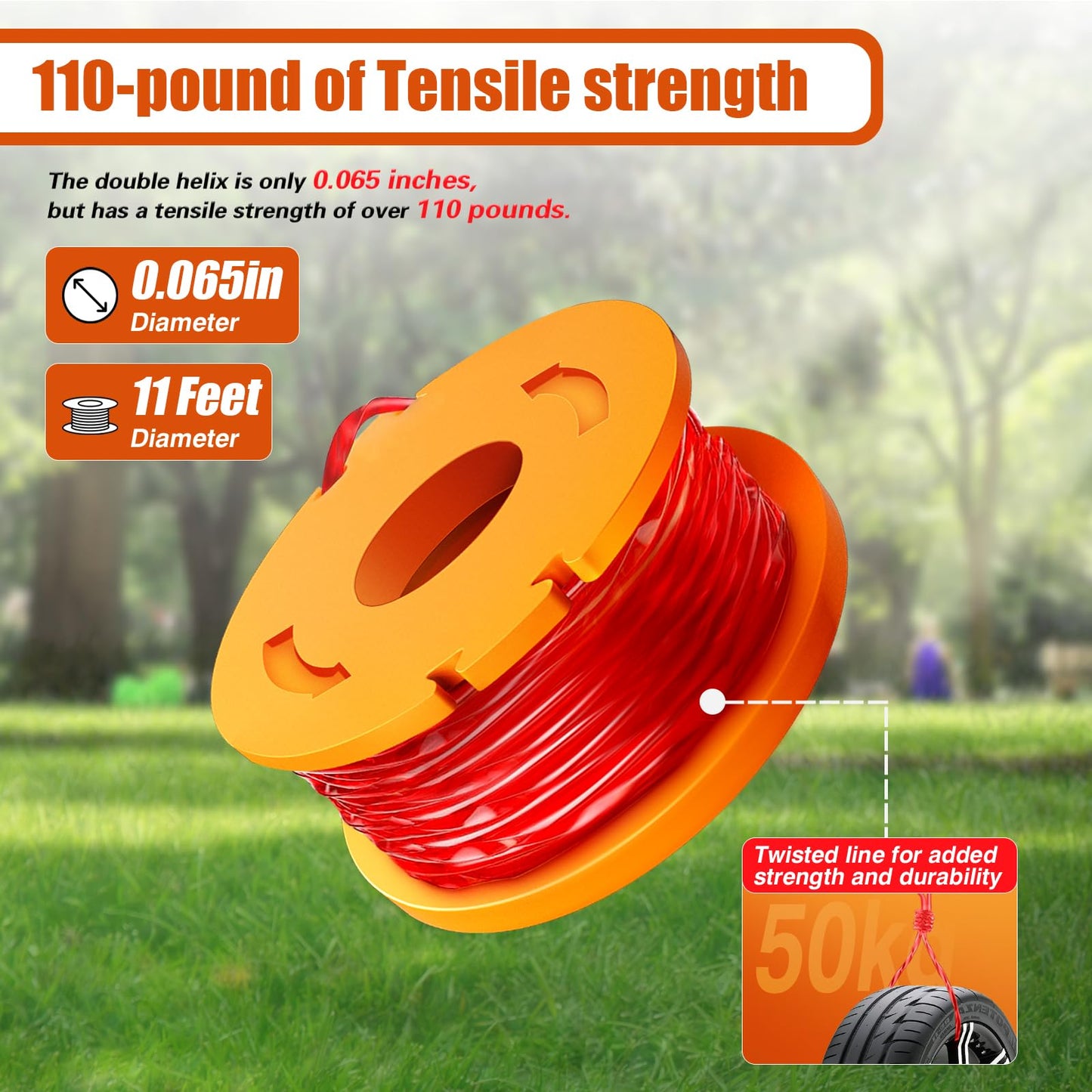 Trimmer Spool Line for Worx,Edger Spool Compatible with Worx trimmer spools Weed Eater String,Trimmer Line Refills 0.065 inch for Electric String Trimmers,Weed Wacker Spool Replacement Parts
