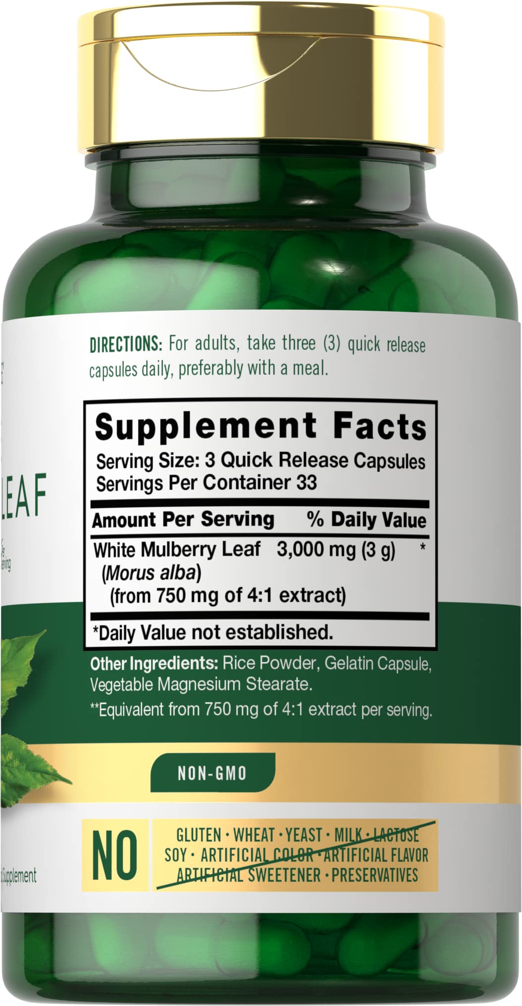 Carlyle Mulberry Leaf Extract | 3000mg | 100 Capsules | Non-GMO and Gluten Free Herbal Supplement