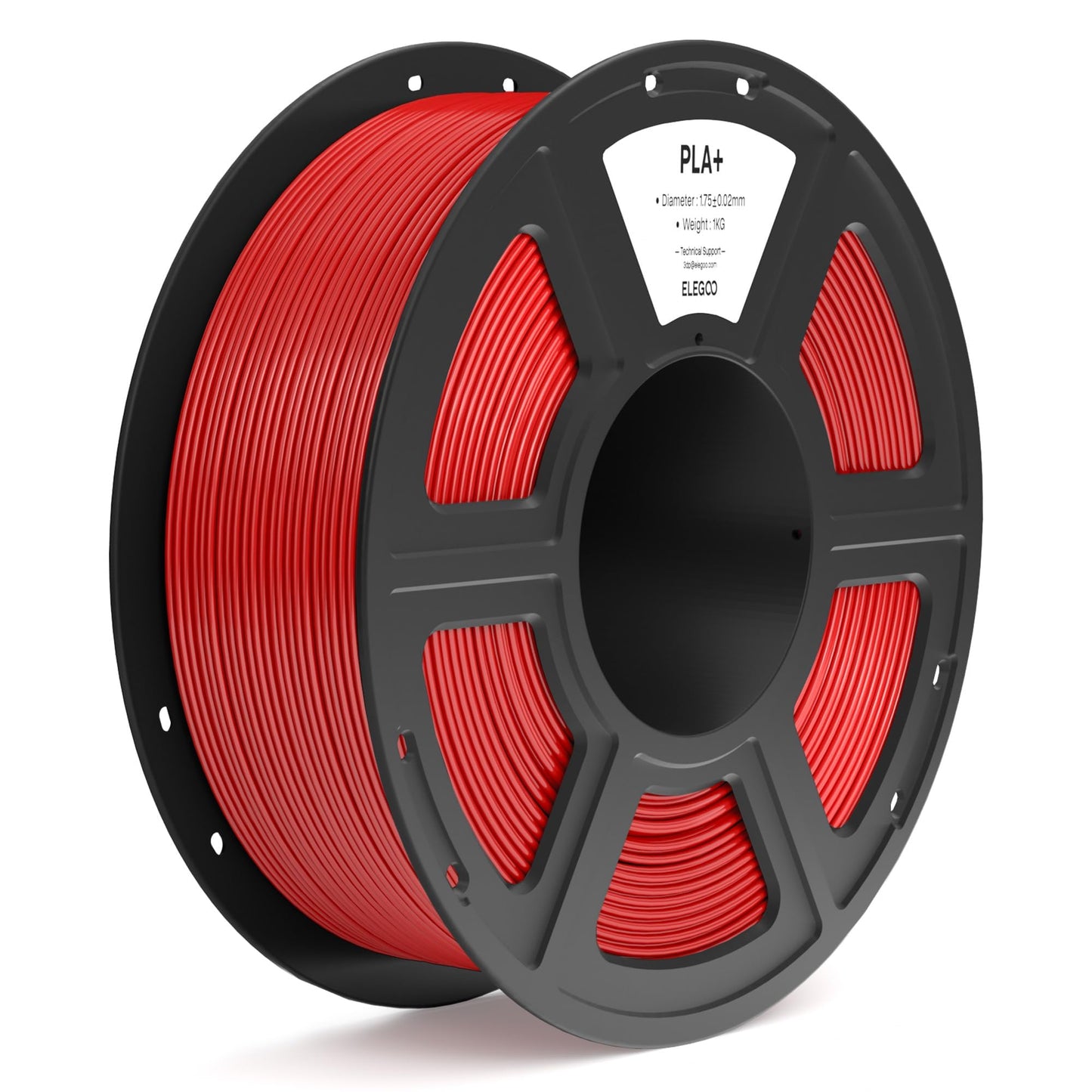 ELEGOO PLA+ Filament 1.75mm True Red 1KG, High Toughness PLA Plus 3D Printer Filament Dimensional Accuracy +/- 0.02mm, 1kg Spool