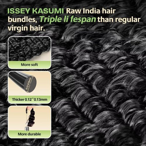 ISSEY KASUMI Raw Indian Human Hair Single Bundle,Triple Lifespan Than Regular Virgin Hair,In-Store Quality,Online Price! 100% Raw Indian Hair Bundles Deep Wave Raw Hair Bundles 20 Inch