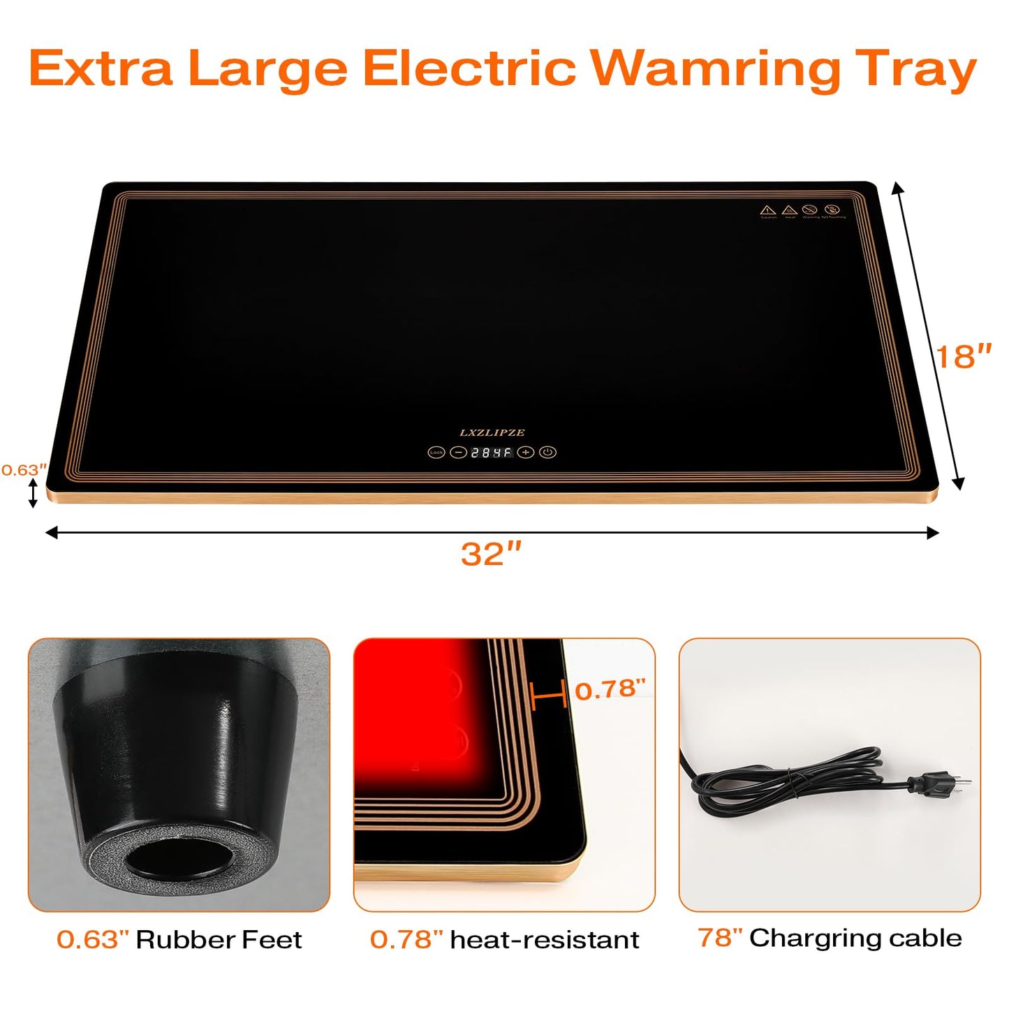 Electric Warming Tray for Buffets Party(32x18 Inches),Warming Tray with 12 Temp-Settings,Built-in Thermostat and Full Surface Heating,Versatile Food Warmers for Parties Buffet,Gatherings,Daily Use