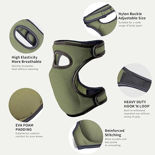 Knee Pads for Gardening - 1.5+1.5cm Dual-Layer Gel-Foam, Non-Slip, Waterproof & Breathable for Joint Support | Heavy Duty Kneeling Pads for Weeding, Floor Scrubbing, Tile Work (Green)