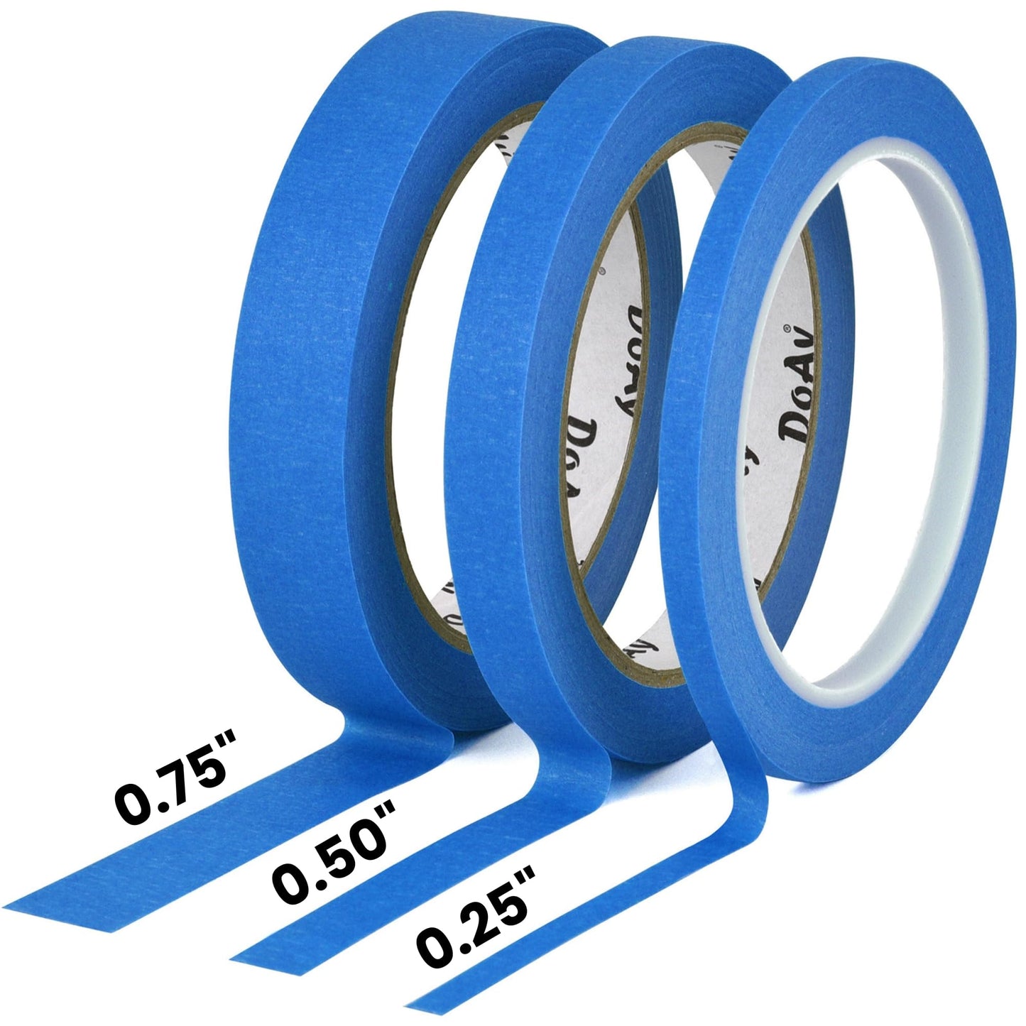 DOAY 3 Pack Blue Painters Tape - Masking Tape 0.75", 0.50", 0.25" Wide - Multi-Size Pack, Multi-Surface, Smart Adhesion - 270FT Total - Paint Tape for DIY, Labeling, Art, Car (#3910)