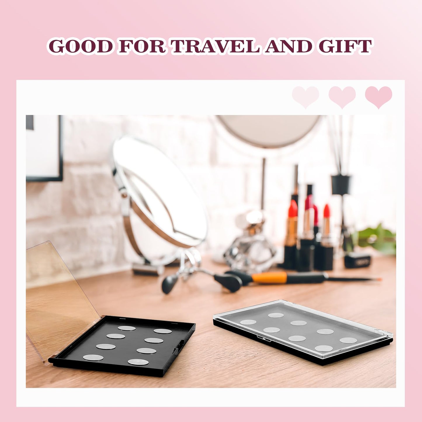 Sumind 6 Pcs Magnetic Makeup Palette with Clear Top with 120 Pcs Metal Sticker for DIY Eyeshadow Lipstick Blush Powder 7.72 x