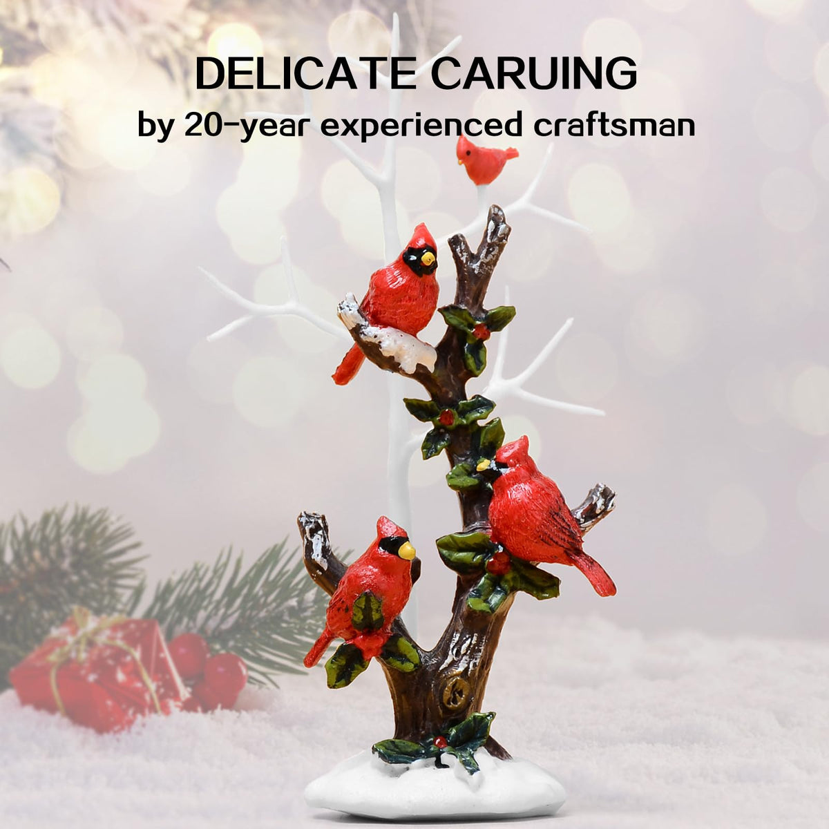 Cardinal Snow Globe Lantern, 13.5'' Musical Christmas Lantern Glitter Globe with Timers, Christmas Decorations Indoor Ornaments Cardinal for Women