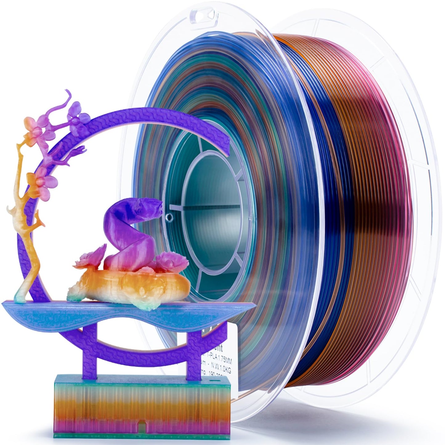 ZIRO Fast Color Changing PLA, Transluent Multicolor Filament 1.75mm, 3D Printing Material, 1kg Spool, Dimensional Accuracy +/-0.