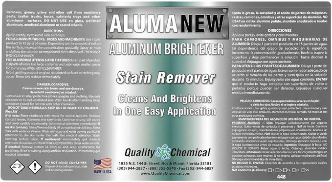 Quality Chemical Aluminum Brightener & Restorer - Aluminum Wheel and Pontoon Cleaner - Rim Cleaner 128 oz (pack of 2)
